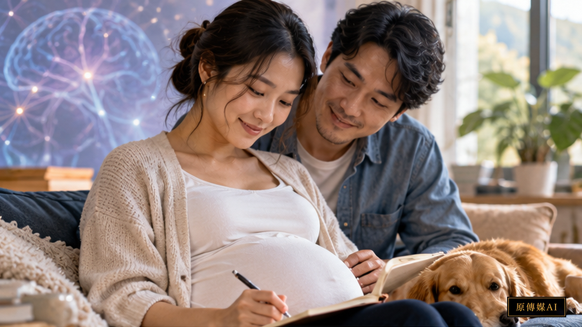 Concept illustration of pregnancy memory and neural circuits